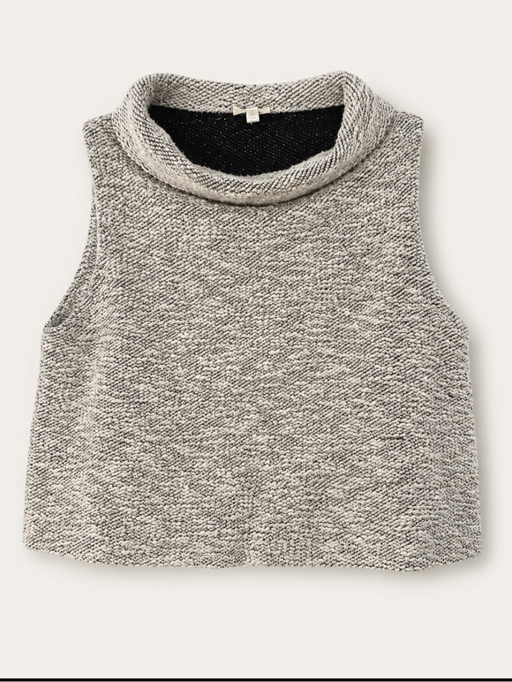 Eileen Fisher Cowl Neck Sweater Tank Top Cream Knit Sleeveless Boxy Size Large